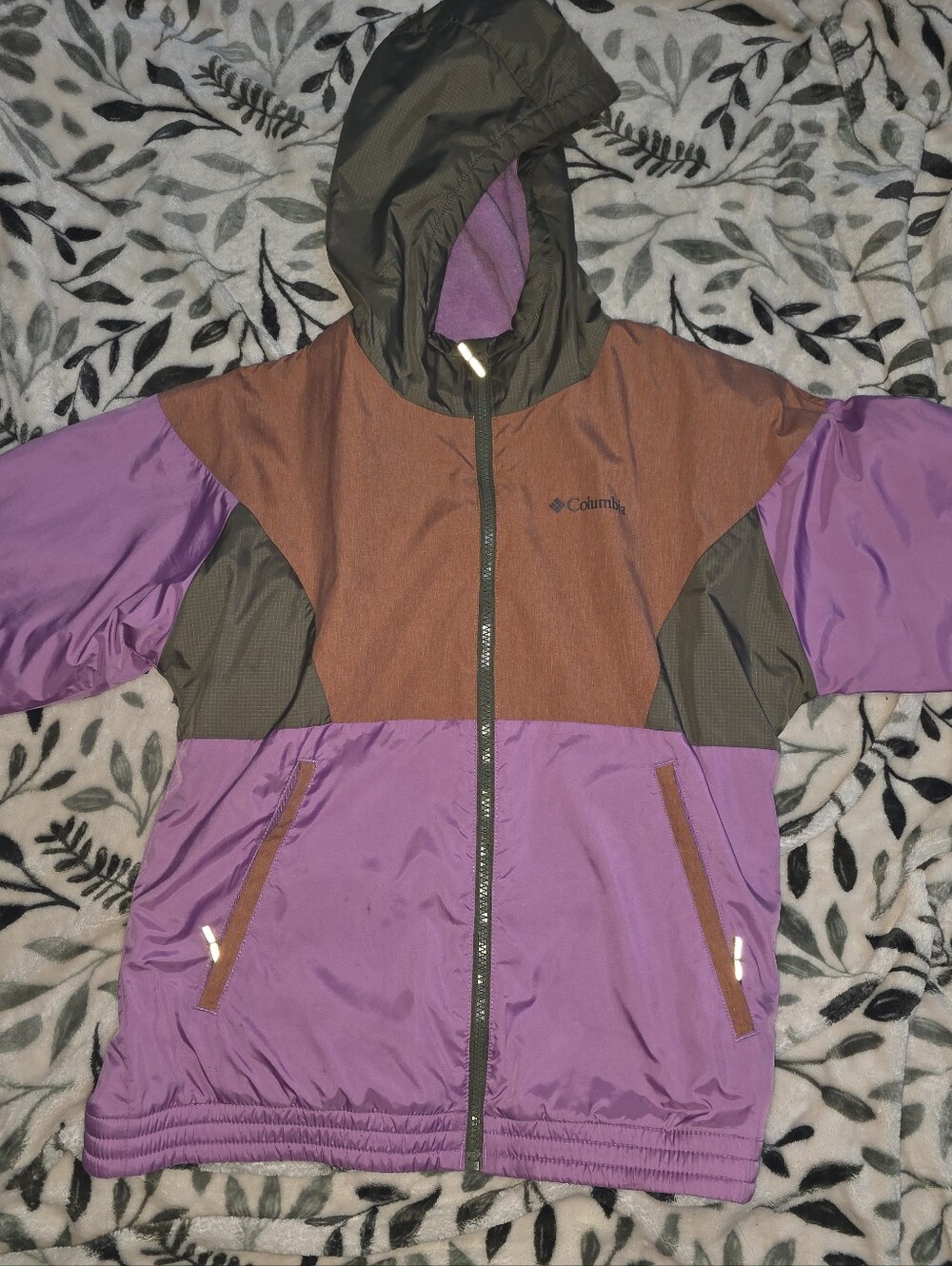 Columbia Two-Tone Purple & Brown Hooded Ski Jacket